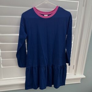 Hanna Andersson Blue Shirt with Pink Collar